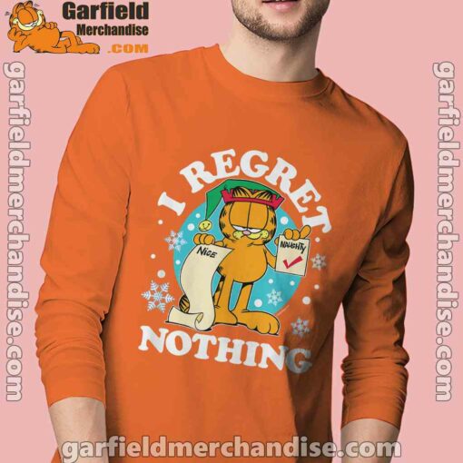 garfield christmas naughty list regret nothing orange long sleeve for men