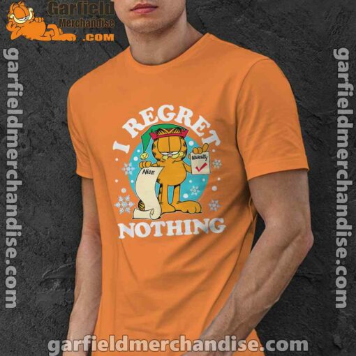 garfield christmas naughty list regret nothing orange men shirt