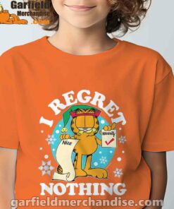 garfield christmas naughty list regret nothing orange tee kids boy