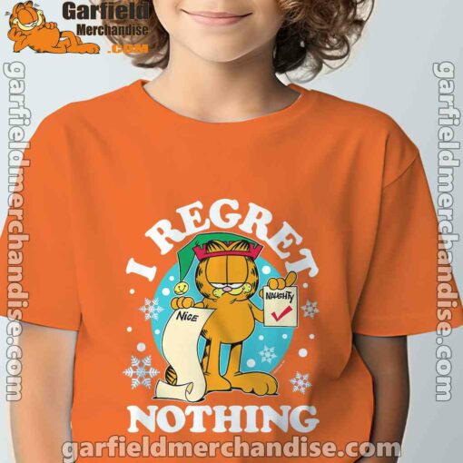 garfield christmas naughty list regret nothing orange tee kids boy