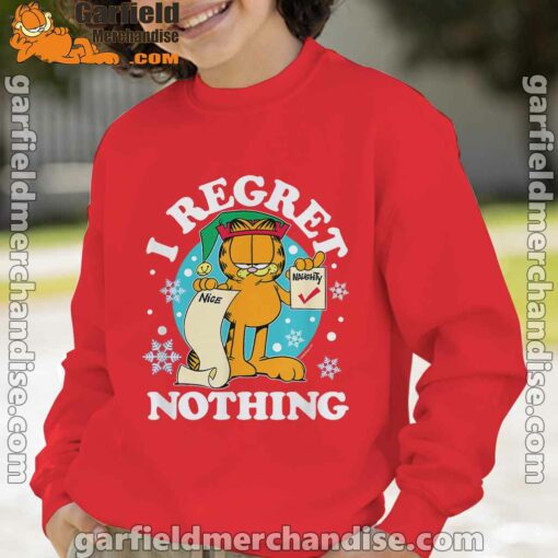 garfield christmas naughty list regret nothing red boy sweatshirt