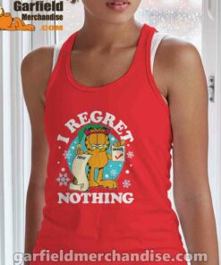 garfield christmas naughty list regret nothing tank top red with women