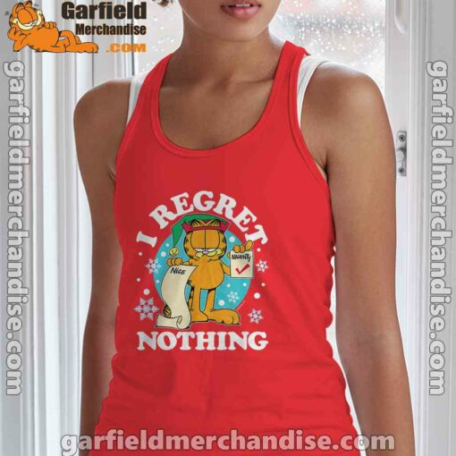 garfield christmas naughty list regret nothing tank top red with women