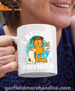 garfield christmas naughty list regret nothing white coffee mug