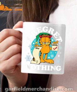 garfield christmas naughty list regret nothing white mug