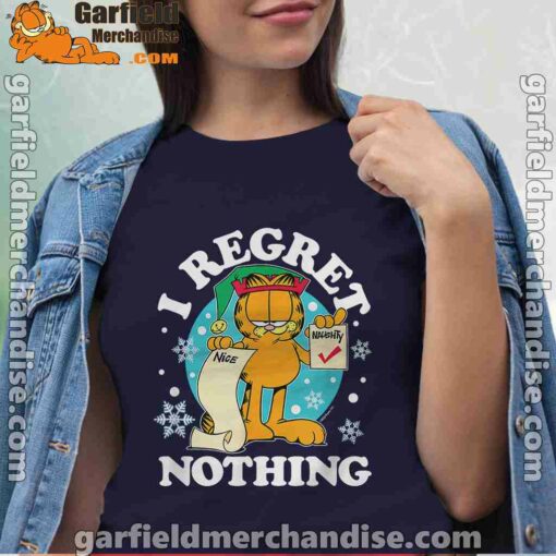 garfield christmas naughty list regret nothing women navy shirts