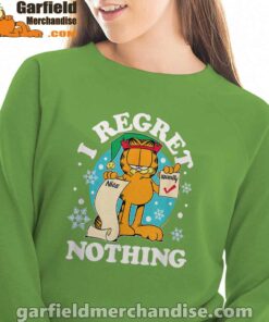 garfield christmas naughty list regret nothing women with green sweatshirt