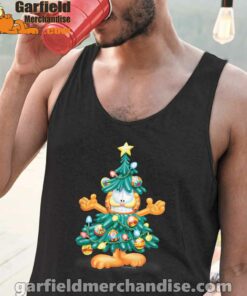 garfield christmas tree black men tank tops