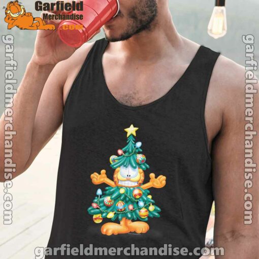 garfield christmas tree black men tank tops