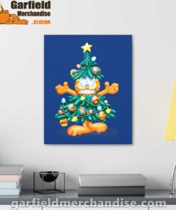 garfield christmas tree blue canvas