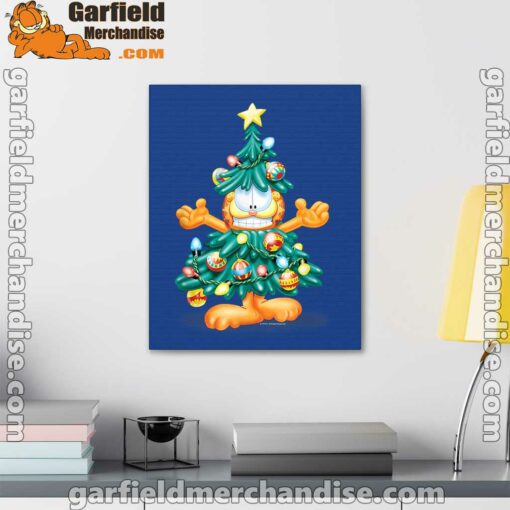 garfield christmas tree blue canvas