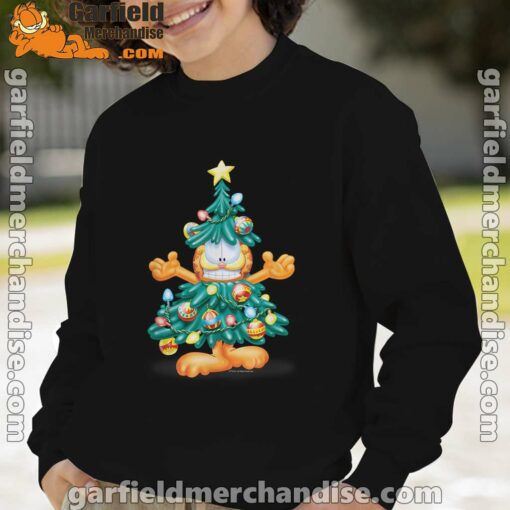 garfield christmas tree boy with black sweatshirt