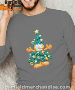 garfield christmas tree brown long sleeve for men