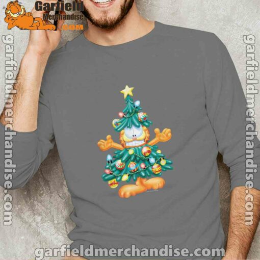 garfield christmas tree brown long sleeve for men