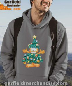 garfield christmas tree brown men hoodie