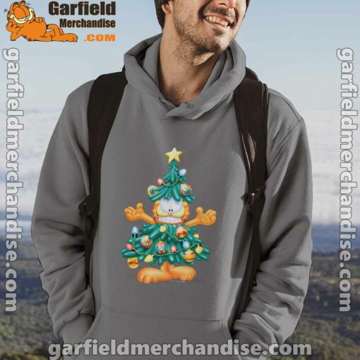 garfield christmas tree brown men hoodie