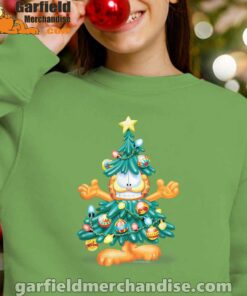 garfield christmas tree green girl sweatshirt