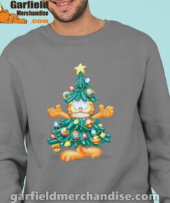 garfield christmas tree men brown sweatshirts