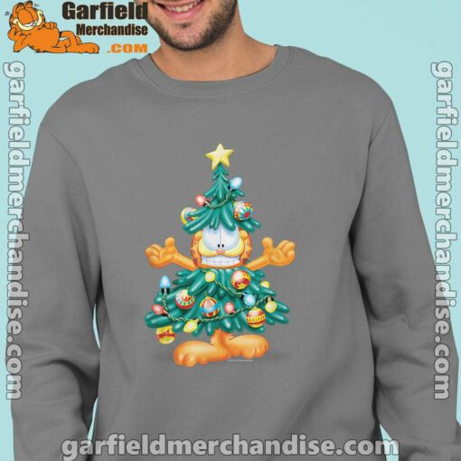 garfield christmas tree men brown sweatshirts