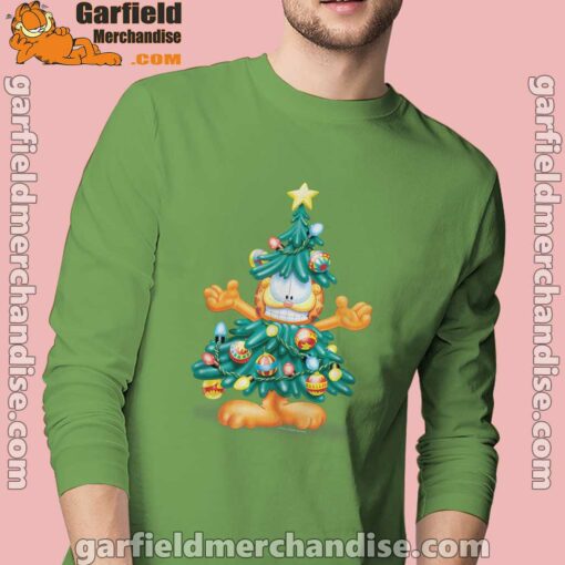 garfield christmas tree men long sleeve green