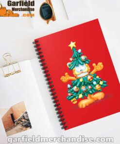 garfield christmas tree red notebook