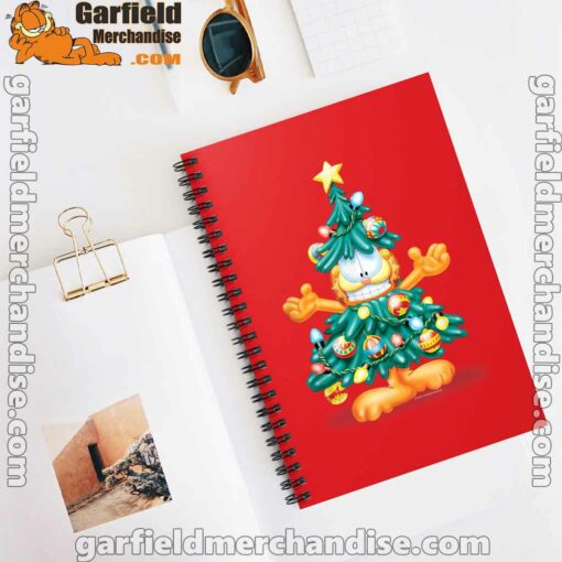 garfield christmas tree red notebook