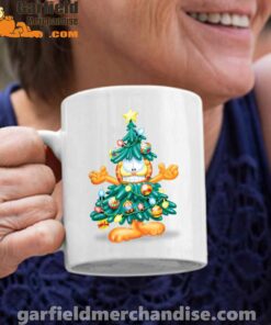 garfield christmas tree white coffee mug