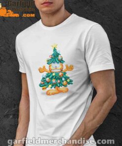 garfield christmas tree white men shirt