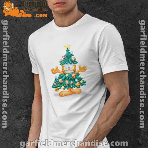 garfield christmas tree white men shirt