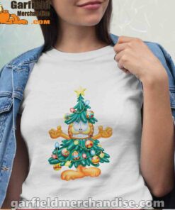 garfield christmas tree white shirts for women