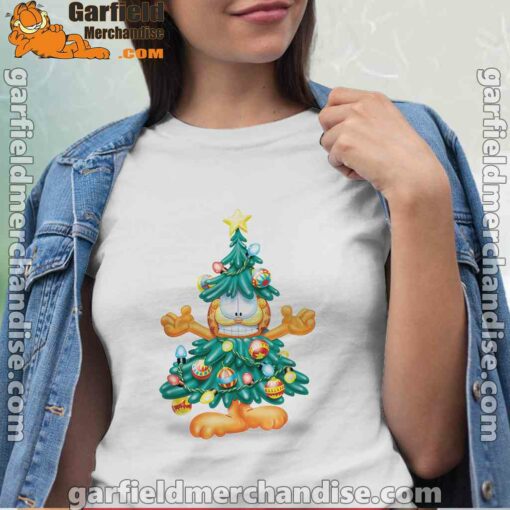 garfield christmas tree white shirts for women