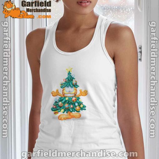 garfield christmas tree white women's tank top