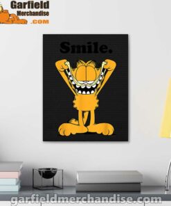 garfield classic smile here to be awesome black canvas