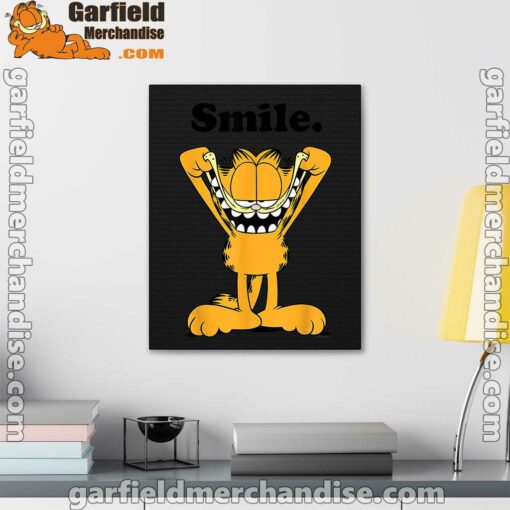 garfield classic smile here to be awesome black canvas