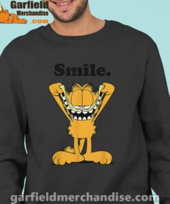 garfield classic smile here to be awesome black sweatshirt for men