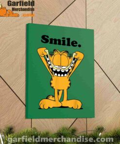 garfield classic smile here to be awesome green canvas