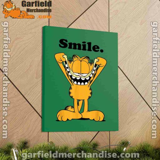 garfield classic smile here to be awesome green canvas