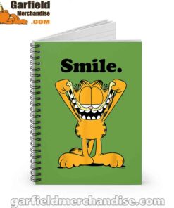 garfield classic smile here to be awesome green notebook