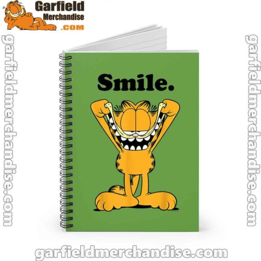 garfield classic smile here to be awesome green notebook