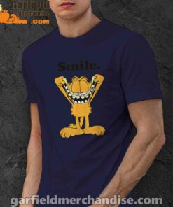 garfield classic smile here to be awesome navy men shirt