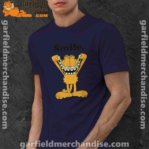 garfield classic smile here to be awesome navy men shirt