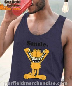 garfield classic smile here to be awesome navy tank tops with men