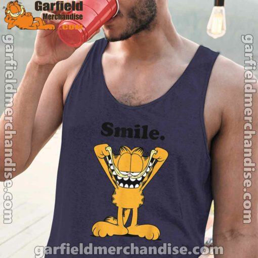 garfield classic smile here to be awesome navy tank tops with men