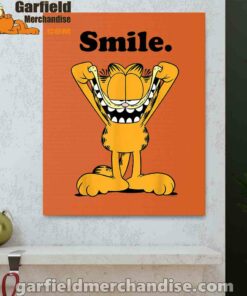 garfield classic smile here to be awesome orange canvas