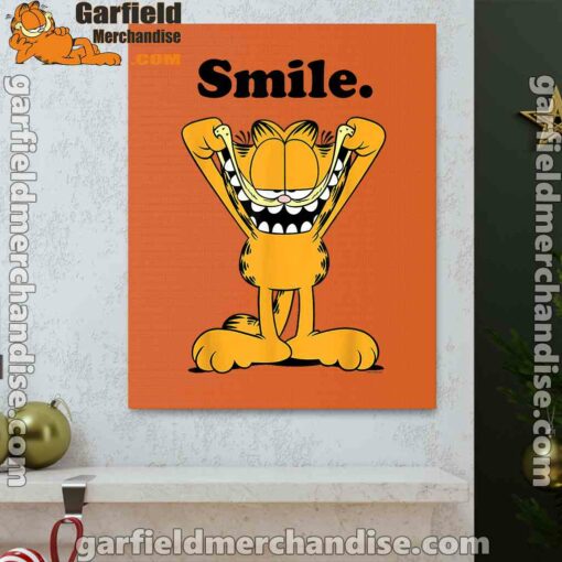 garfield classic smile here to be awesome orange canvas