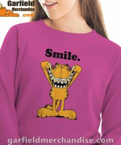 garfield classic smile here to be awesome pink women sweatshirt