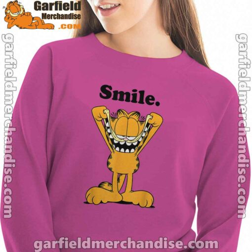 garfield classic smile here to be awesome pink women sweatshirt