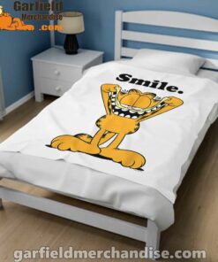 garfield classic smile here to be awesome white blanket