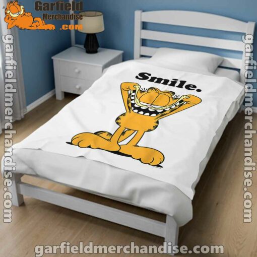 garfield classic smile here to be awesome white blanket