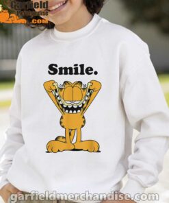 garfield classic smile here to be awesome white sweatshirt for kid boy